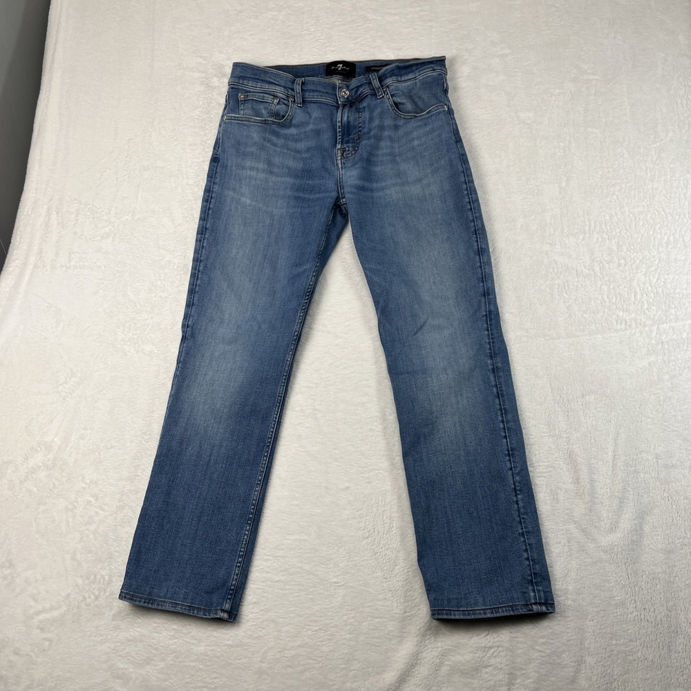 7 For All Mankind Standard Jeans Button Fly Denim Mens Size 33x30 Light Wash